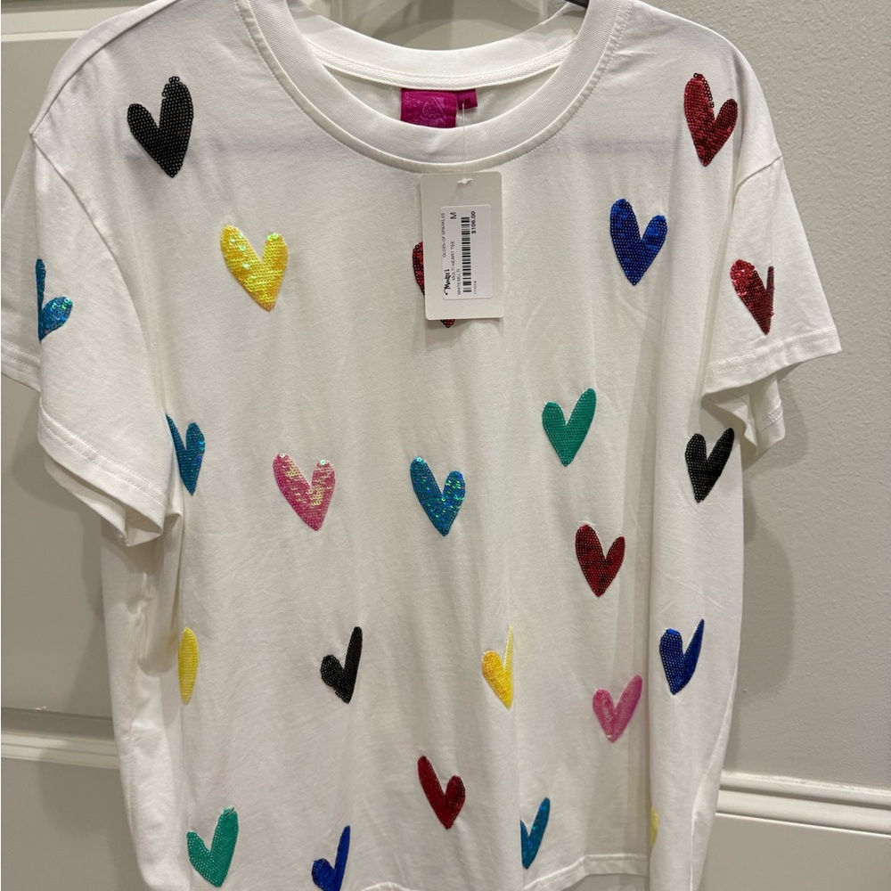 QUEEN OF SPARKLES Multicolor Heart Kids T-Shirt